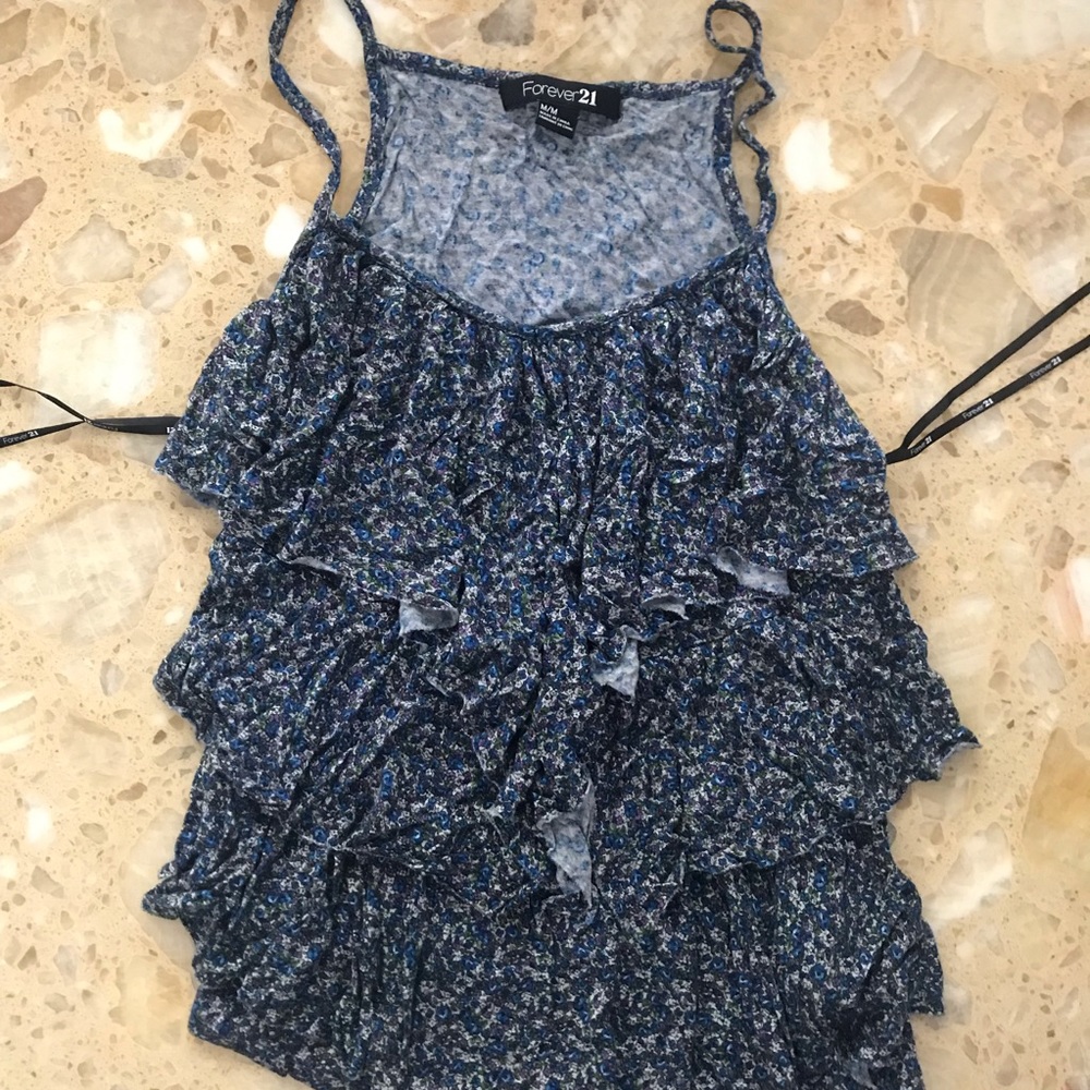 Beautiful ruffled blue tank